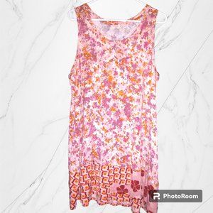 Like New Pink Contrast LOGO Tunic Tank By Lori Goldstein Size XL